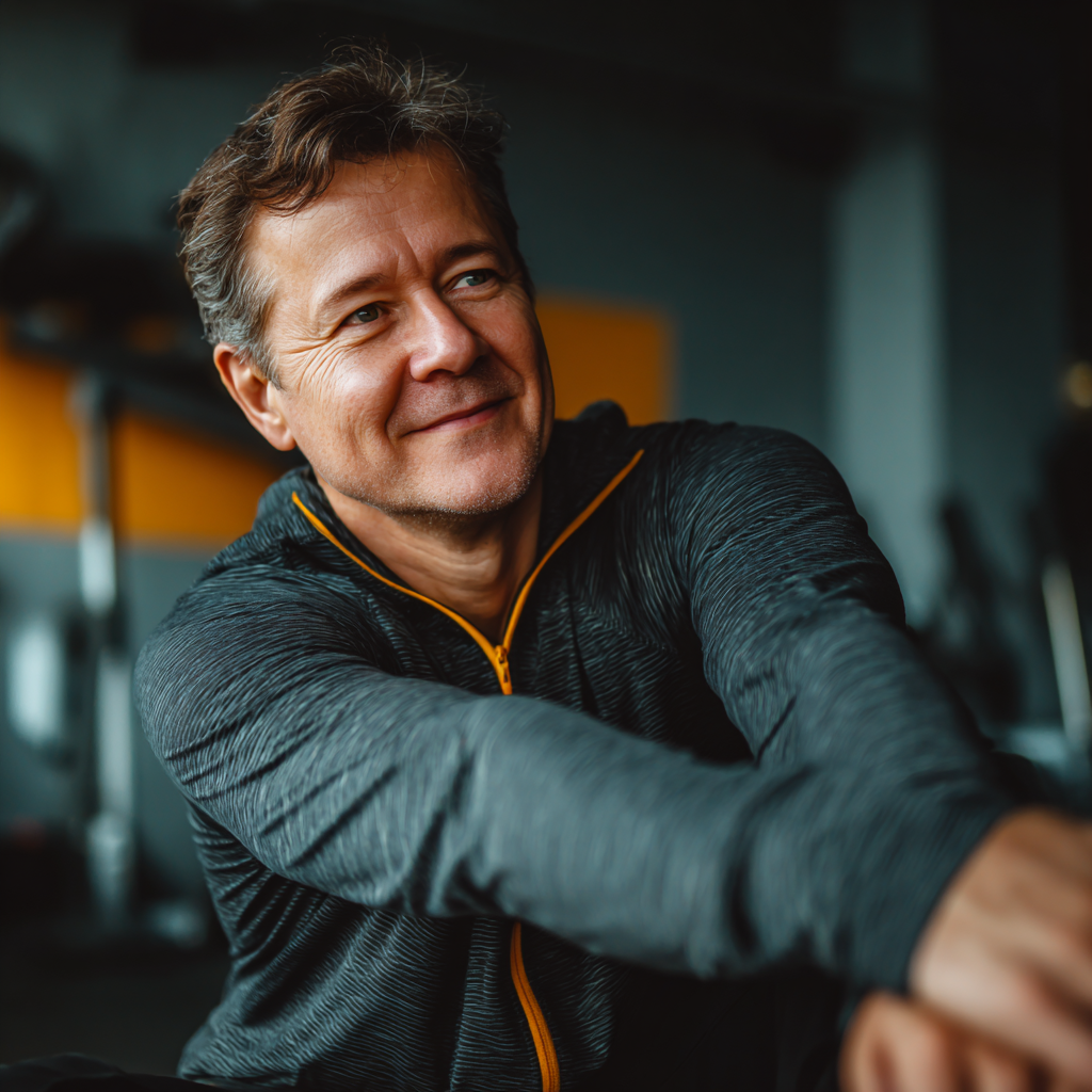 Дорослі українці демонструють вправи на стабільність та баланс у спортивному залі